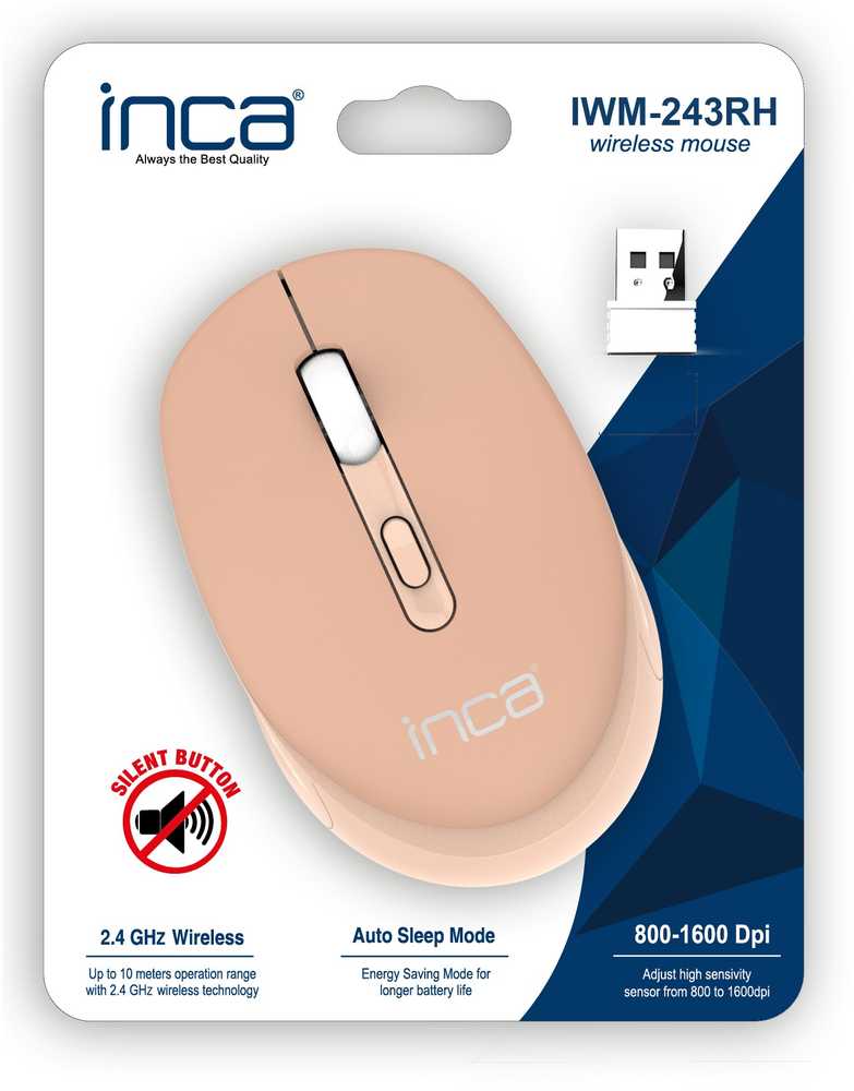 Pelė Inca INCA Pelė IWM-243RH 1600 DPI,CANDY DESIGN Creme, 2,4GHz