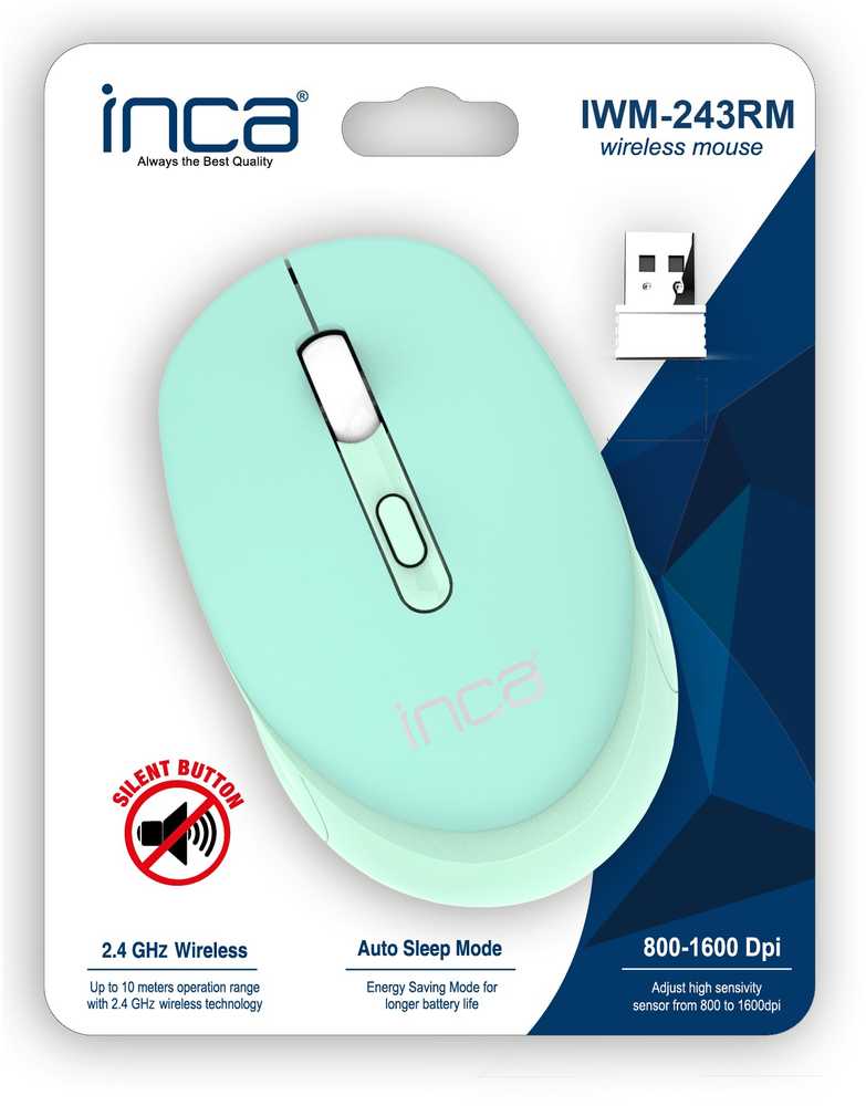 Pelė Inca INCA Pelė IWM-243RM 1600 DPI,CANDY DESIGN Blau, 2,4GHz