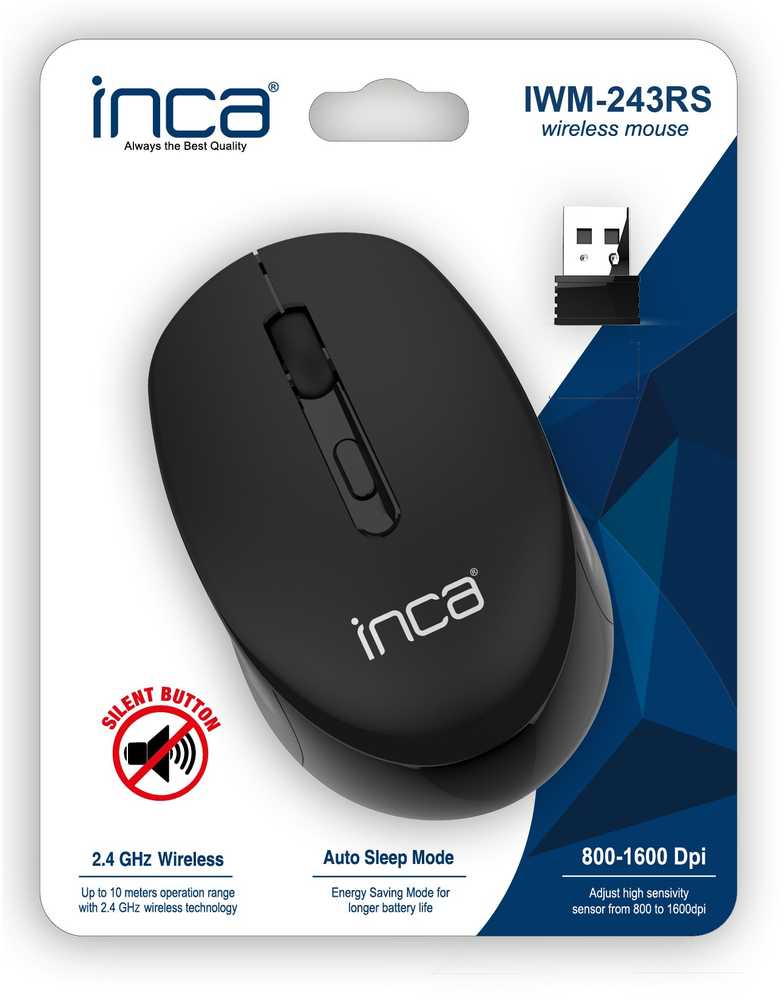 Pelė Inca INCA Pelė IWM-243RS 1600 DPI,CANDY DESIGN juodas, 2,4GHz