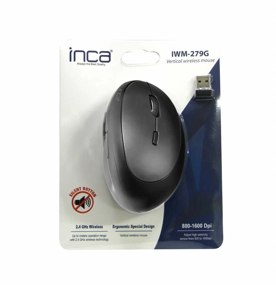 Nezatříděno Pelė Inca Pelė IWM-279G Vertical, Wireless, 1600 DPI, pilka retail