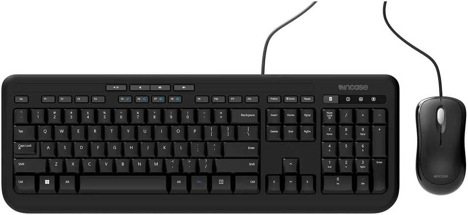 Klaviatūra Incase su laidu DESKTOP 600 IT LAYOUT - QWERTY Juodas IT LAYOUT