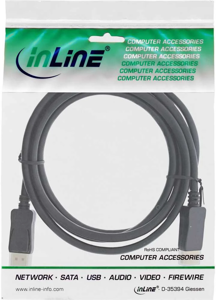 InLine 8K (UHD-2) DisplayPort Cable, juodas - 5m
