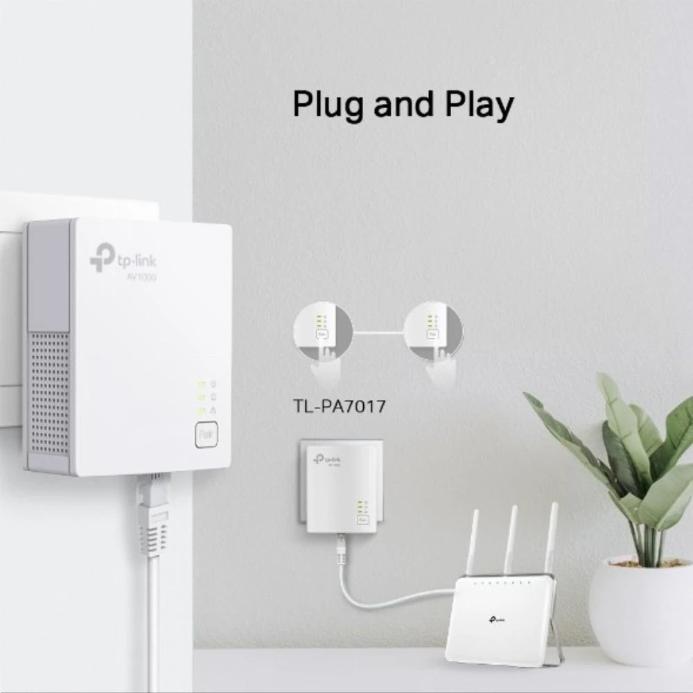 Maršrutizatorius TP-Link TL-PA7019 KIT V1 Starter Kit - maitinimo tinklo adapterio rinkinys - jungiamas prie sienos