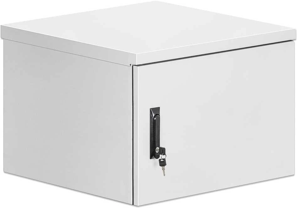 Intellinet Tinklo sprendimai INTELLINET IP55 48,26 cm 19 colių sieninė paskirstymo spintelė 9 HE 600 mm gylio ant stogo montuojamas aušinimo įrenginys, atsparus dulkėms ir vandeniui korpusas, pilka RAL7035