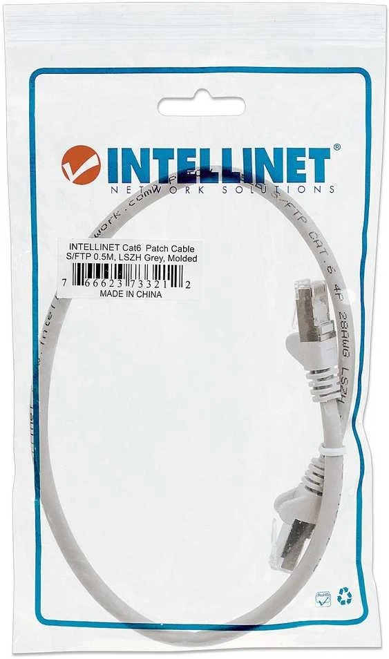INTELLINET SFTP LAN Cat6, kabelis, pleistras, 0.5m, pilkas, 2xRJ45, 733212
