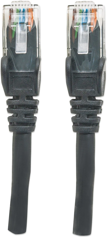 Intracom INTELLINET tinklo kabelis Cat6 U/UTP 1.5m Juodas 5ft. RJ-45 Vyriški / RJ-45 Vyriški Paauksuoti kontaktai Polimaišas