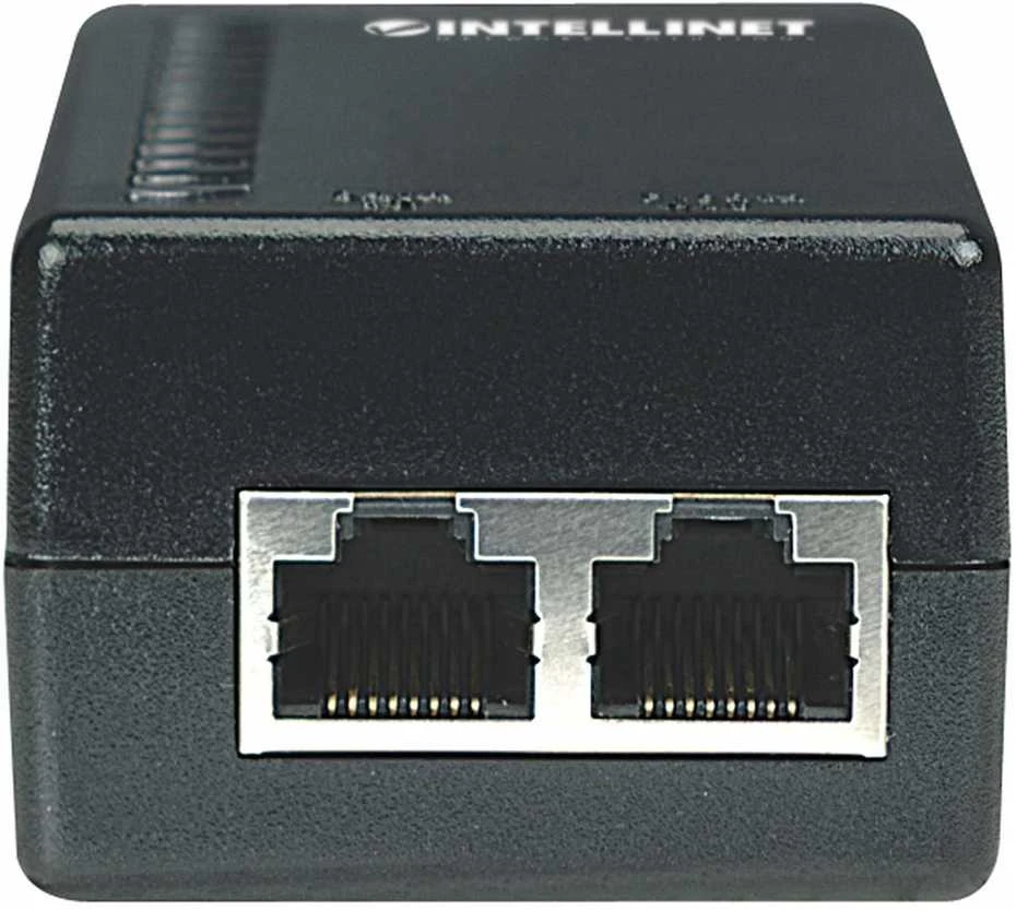 „Intellinet Power over Ethernet“ (PoE) purkštukas, 1 prievadas, 48 V DC, suderinamas su IEEE 802.3af (Euro 2 kontaktų kištukas)