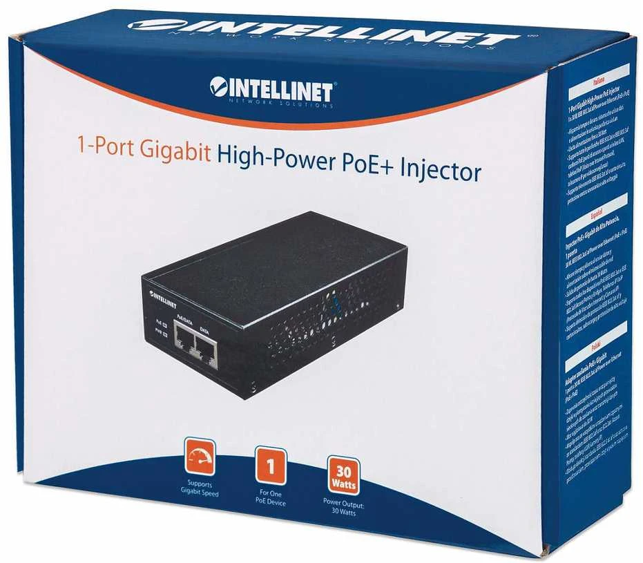 Intracom INTELLINET didelės galios PoE+ purkštukas 1 x 30 W IEEE 802.3at/af Maitinimas per Ethernet PoE+/PoE