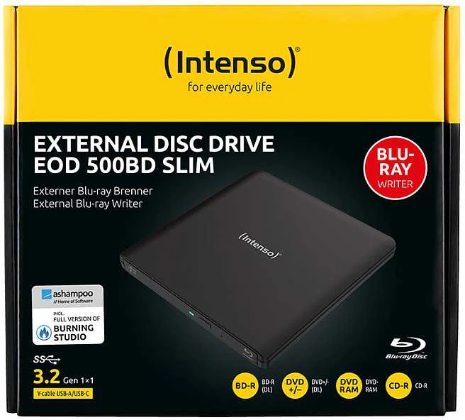 Išorinis „Blu-ray Intenso“ diskų įrenginys „Blu-ray“ įrašymo įrenginys EOD 500BD