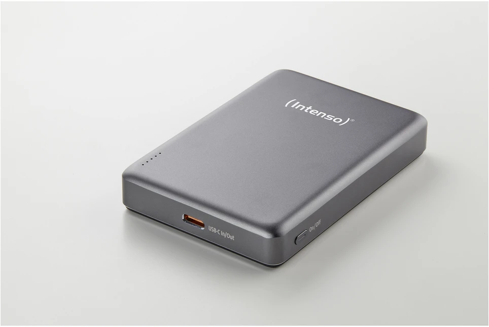 „Intenso Powerbank MW10000“ pilka 10000 mAh magnetinė belaidė baterija
