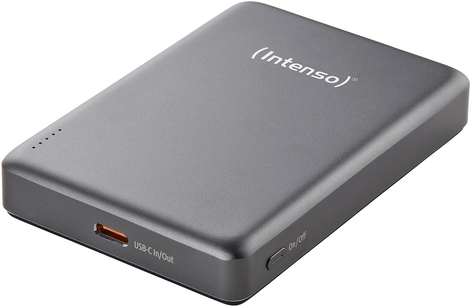 „Intenso Powerbank MW10000“ pilka 10000 mAh magnetinė belaidė baterija