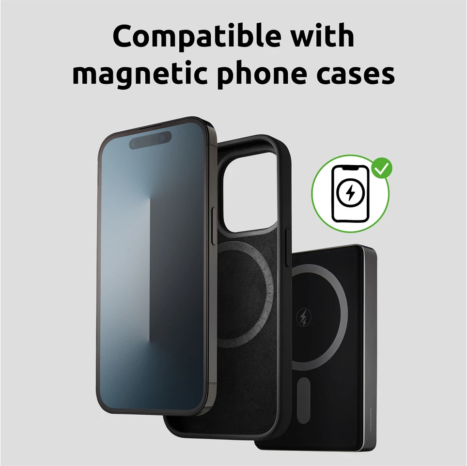 „Intenso Powerbank MW10000“ pilka 10000 mAh magnetinė belaidė baterija