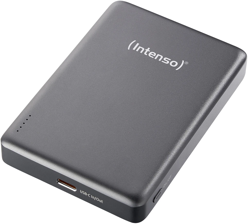 „Intenso Powerbank MW10000“ pilka 10000 mAh magnetinė belaidė baterija