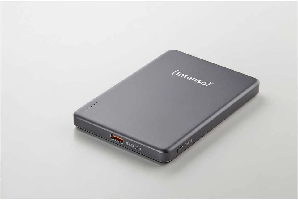 „Intenso Powerbank MW5000“ pilka 5000 mAh magnetinė belaidė baterija