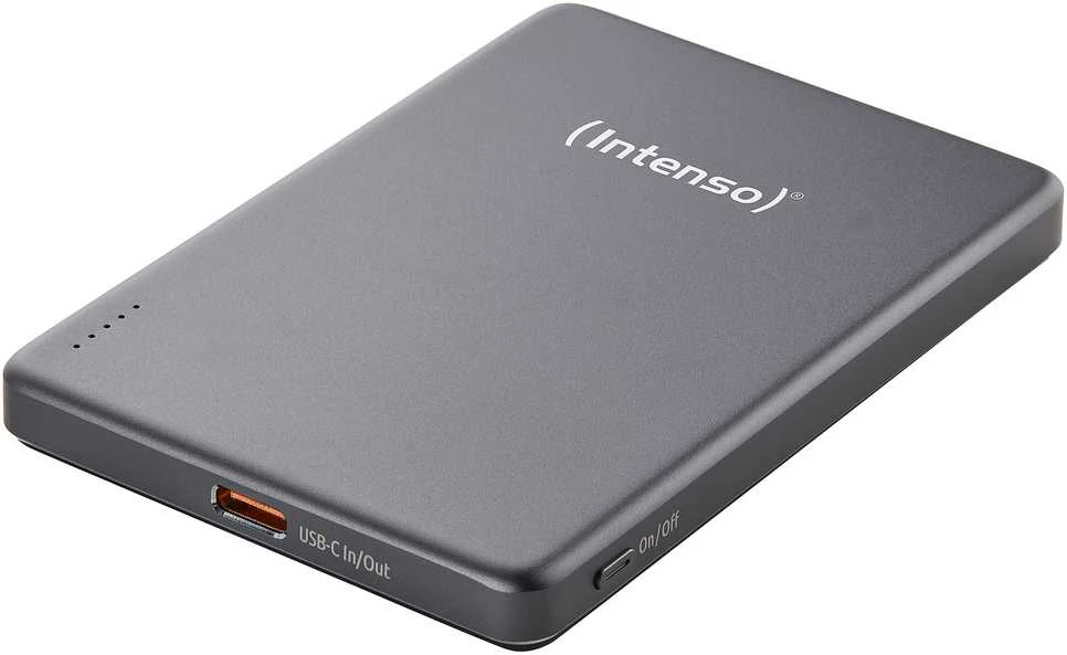 „Intenso Powerbank MW5000“ pilka 5000 mAh magnetinė belaidė baterija