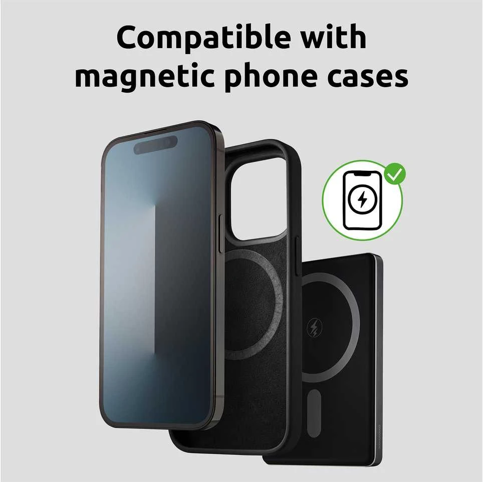 „Intenso Powerbank MW5000“ pilka 5000 mAh magnetinė belaidė baterija
