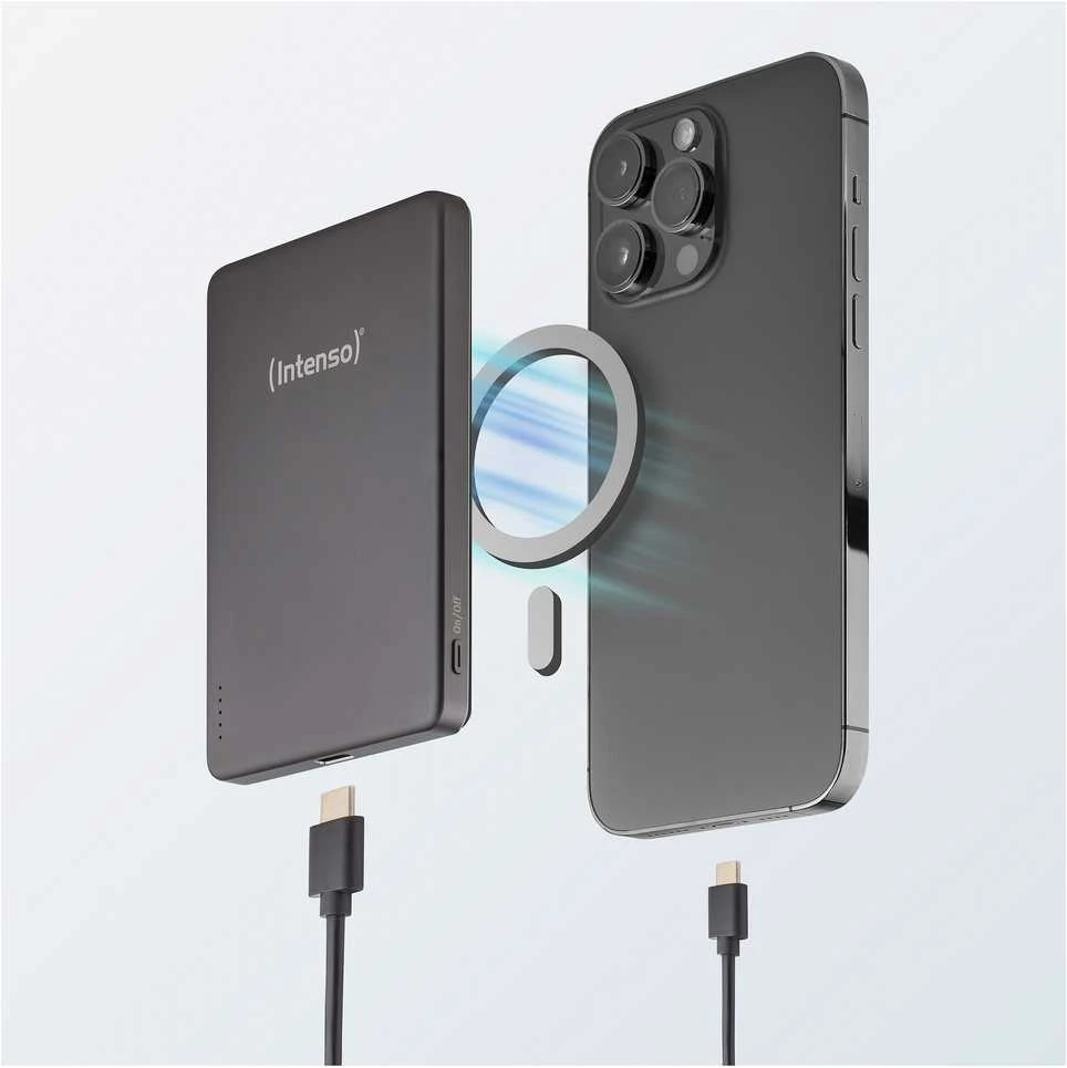 „Intenso Powerbank MW5000“ pilka 5000 mAh magnetinė belaidė baterija