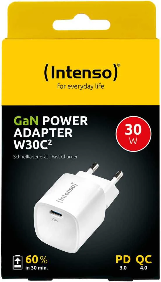 Intenso maitinimo adapteris W30C² GaN baltas 1x USB-C 30W