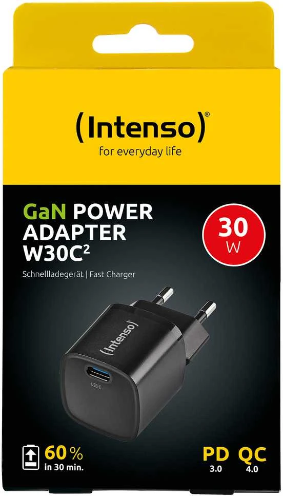 Intenso maitinimo adapteris W30C² GaN juodas 1x USB-C 30W