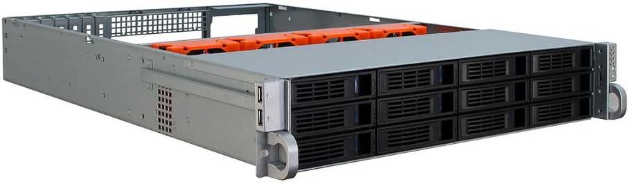 Serveris Inter-Tech 2U-2412, Rack, Server-case - juodas, 2 Hheneinheiten