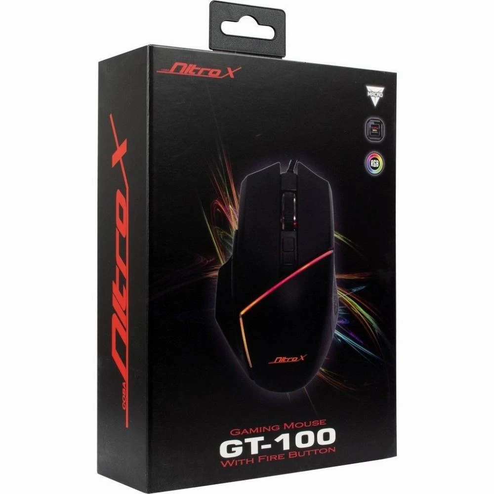 Inter-Tech Nitrox GT-100 RGB, Gaming-pelė - juodas