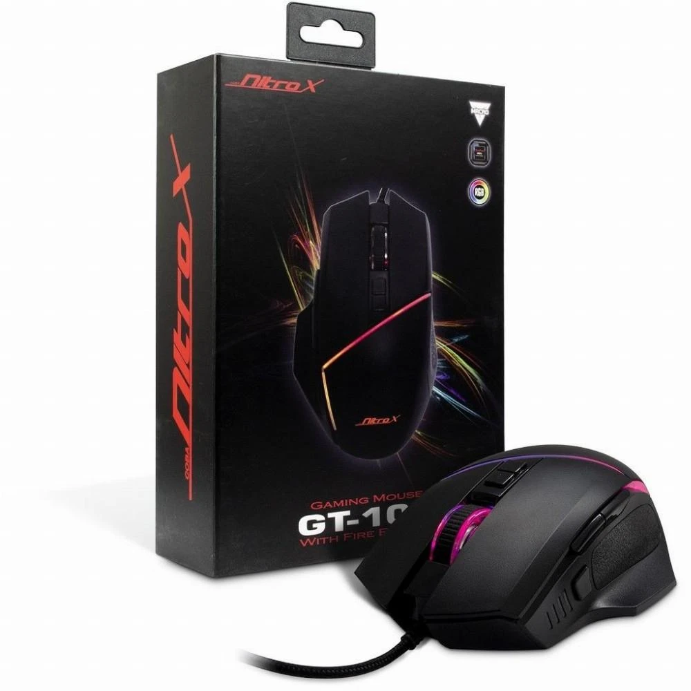 Inter-Tech Nitrox GT-100 RGB, Gaming-pelė - juodas