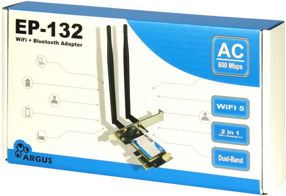 CB Antena Inter-Tech INTER-TECH EP-132 Wi-Fi 5 PCIe Adapteris 600Mbps BT 4.2