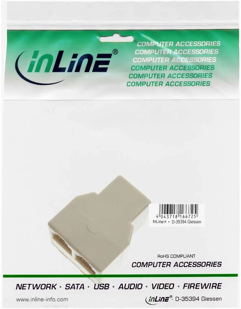 InLine adapteriai 1 x RJ12 – 2 x RJ12 (69999B)