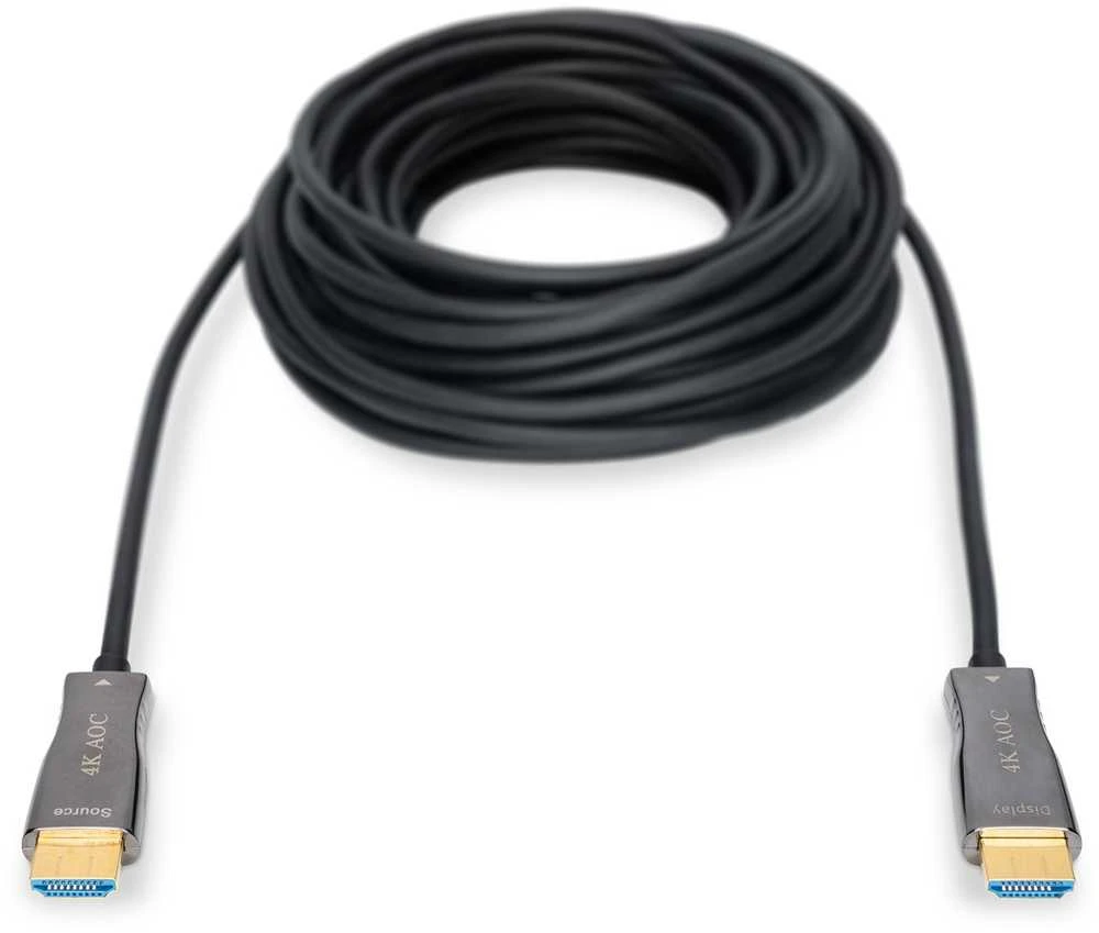 Assmann Electronic „Assmann“ elektroninis ASSMANN jungiamasis kabelis HDMI hibridinis šviesolaidinis „Premium HighSpeed Ethernet“ AOC 4K 60Hz UHD tipas HDMI A/HDMI AM/M 30m