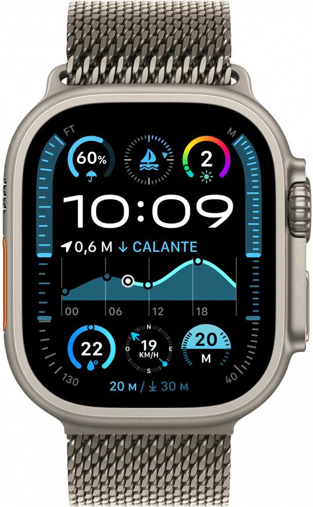 Išmanusis laikrodis Apple Watch Ultra 2 GPS + Cellular 49mm Natural Titanium Case Milanese Loop S Pilkas (MX4M3FD/A)