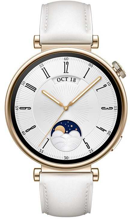 HUAWEI WATCH GT4 41mm Gold White Leather Armband