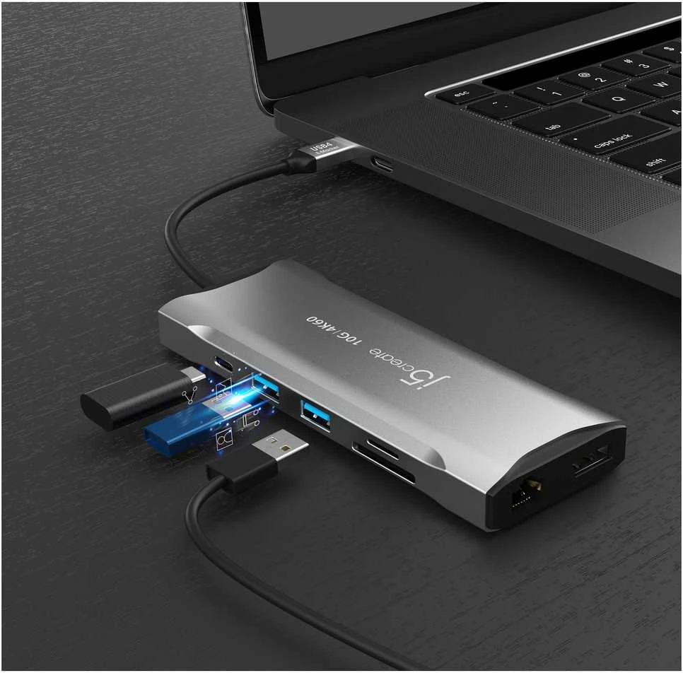 J5create – 4K60 Elite USB-C trijų monitorių 10 Gbps mini dokas