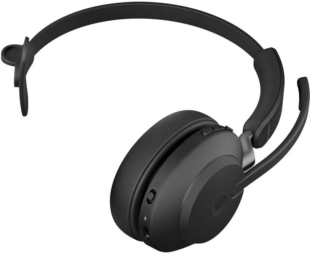 Jabra Evolve2 65 MS Mono Belaidės ausinės, Bluetooth, USB-A, Charging Stovas, Juoda