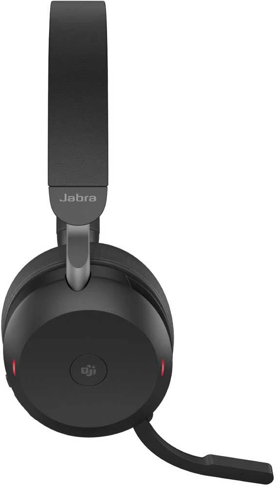 JABRA Evolve2 75 Ausinės on-ear Bluetooth belaidės aktyvus triukšmo slopinimas USB-C noise isolating juodas su charging stand MS Te