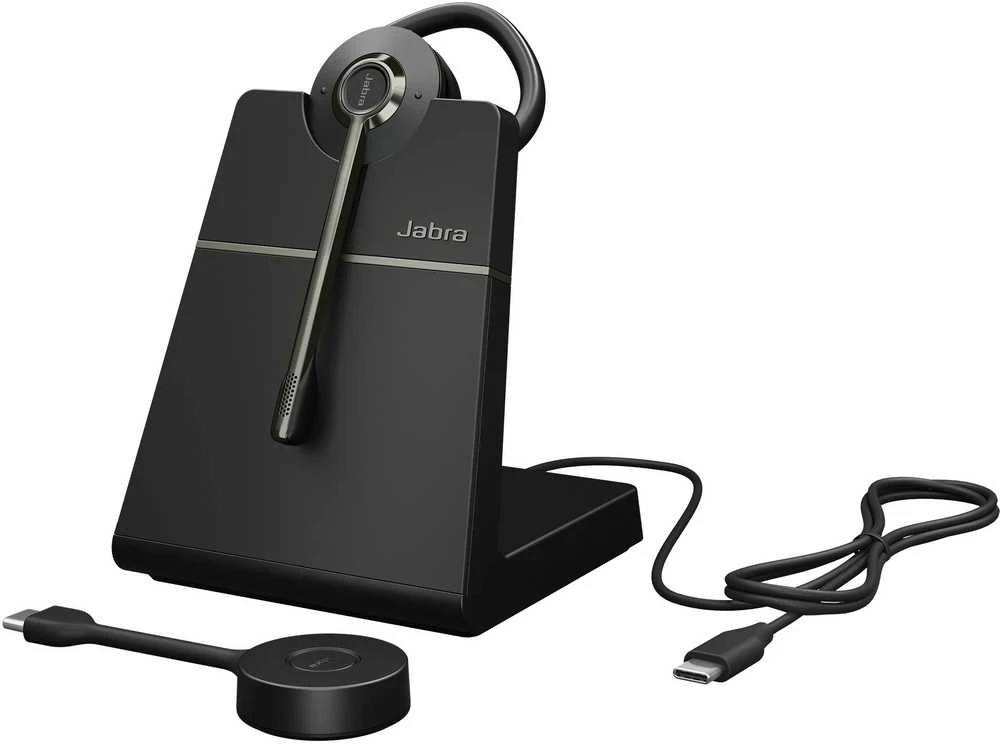 Jabra Engage 55 ausinės su krovimo stovu ir adapteriu