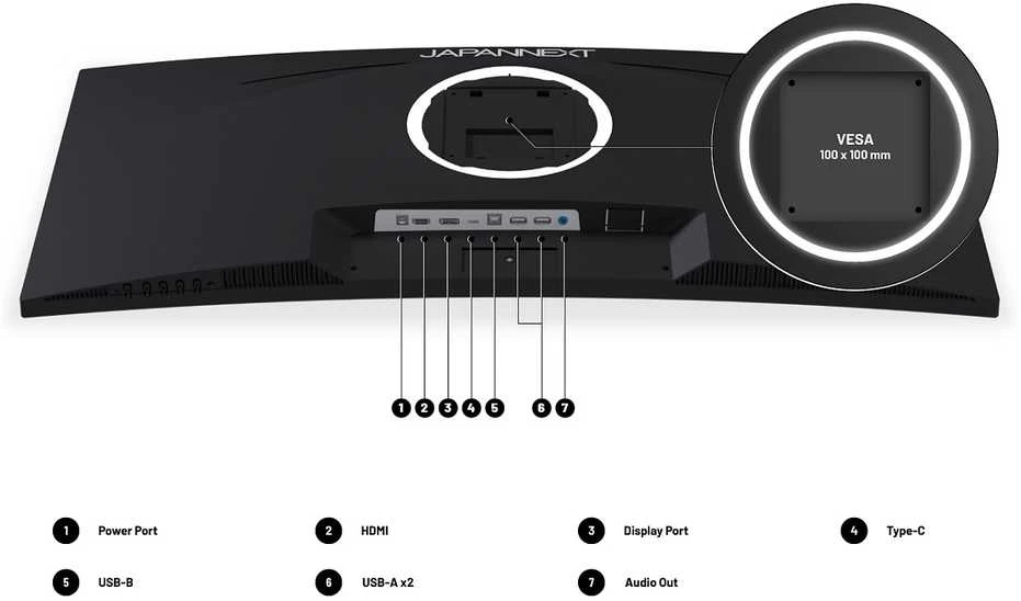 Carruzzo JAPANNEXT JN-IPS340UWQHD60C-C65W-HS kompiuterio monitorius 86,4 cm (34″) 3440 x 1440 pikseliai UltraWide Quad HD LCD Juoda, Sidabras