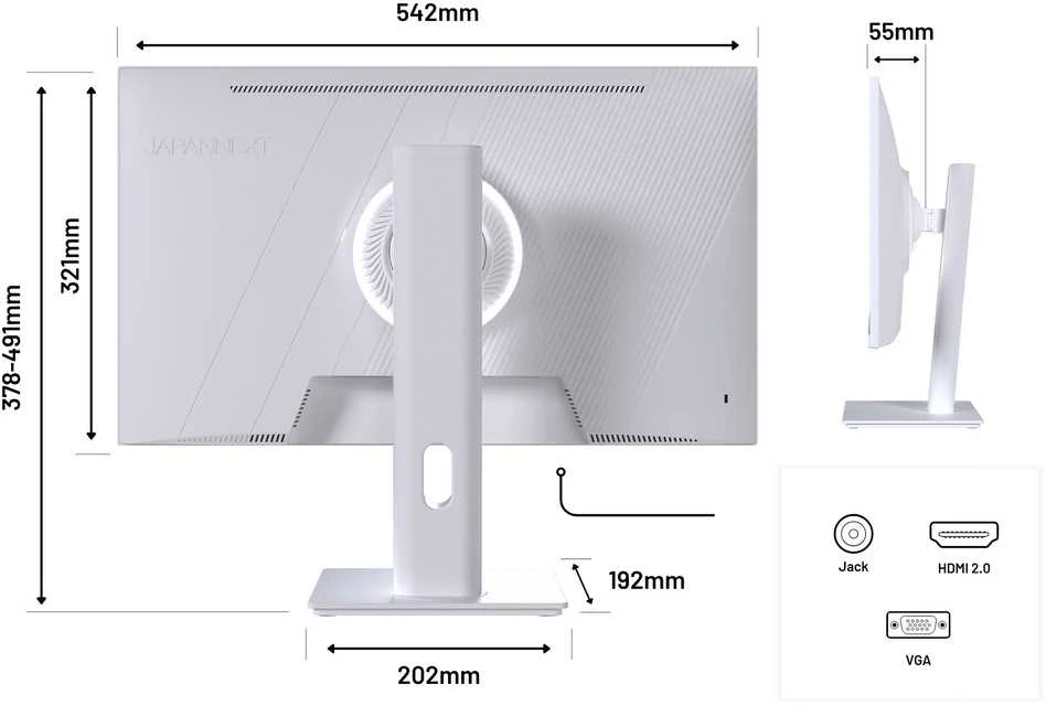 Carruzzo JAPANNEXT JN-I238FHD120F-HSP-W kompiuterio monitorius 60,5 cm (23.8″) 1920 x 1080 pikseliai „Full HD“ LCD Balta