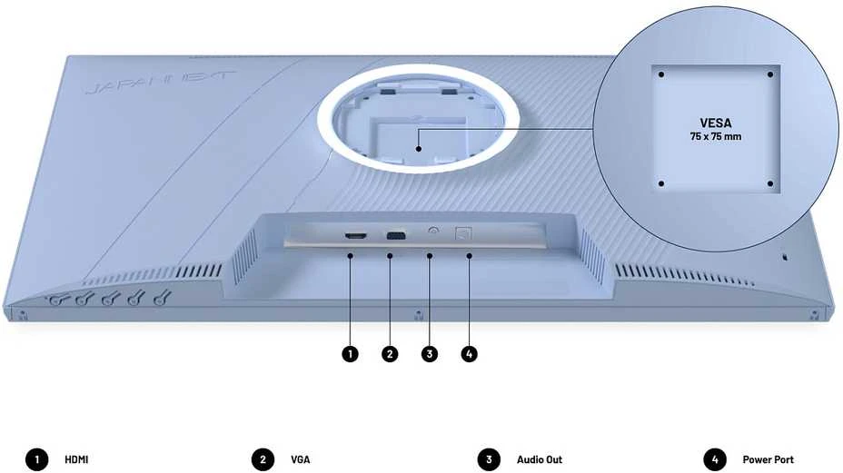 Carruzzo JAPANNEXT JN-I238FHD120F-HSP-BB kompiuterio monitorius 60,5 cm (23.8″) 1920 x 1080 pikseliai „Full HD“ LCD Mėlyna