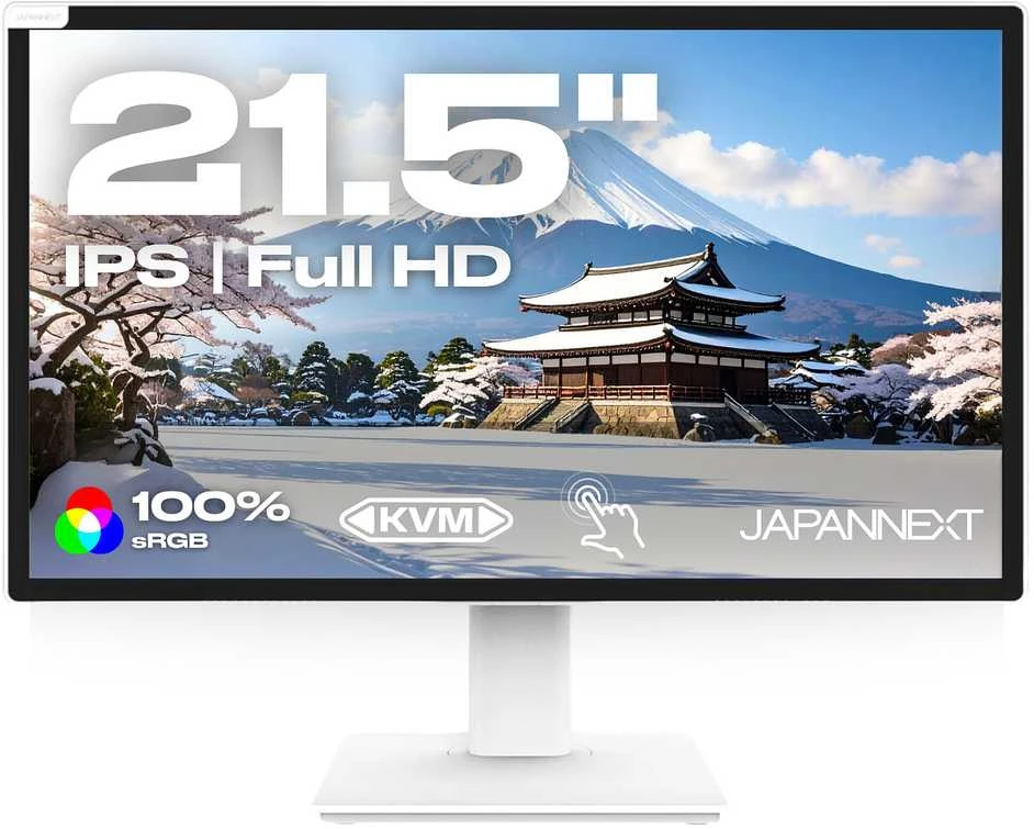 Carruzzo JAPANNEXT JN-IPS2152FHDR-T kompiuterio monitorius 54,6 cm (21.5″) 1920 x 1080 pikseliai „Full HD“ LED Lietimui jautrus ekranas Balta
