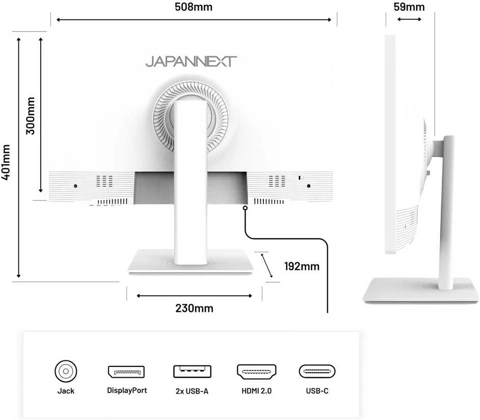 Carruzzo JAPANNEXT JN-IPS2152FHDR-T kompiuterio monitorius 54,6 cm (21.5″) 1920 x 1080 pikseliai „Full HD“ LED Lietimui jautrus ekranas Balta