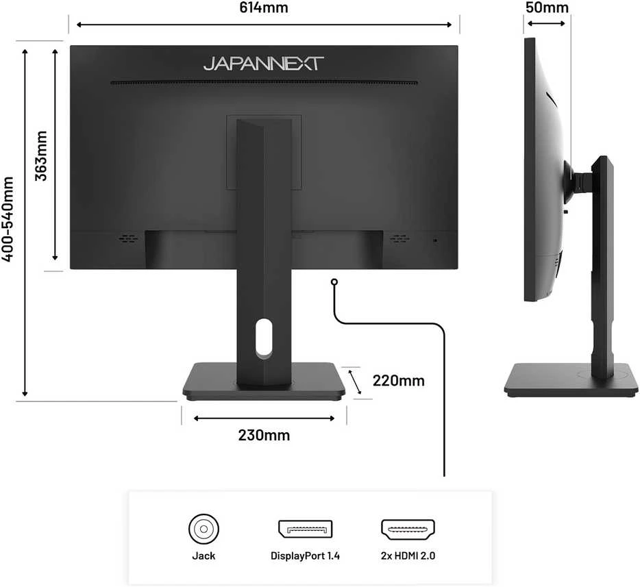 Carruzzo JAPANNEXT JN-27IPS4FLWQHDR-HSP kompiuterio monitorius 68,6 cm (27″) 2560 x 1440 pikseliai Wide Quad HD LCD Juoda