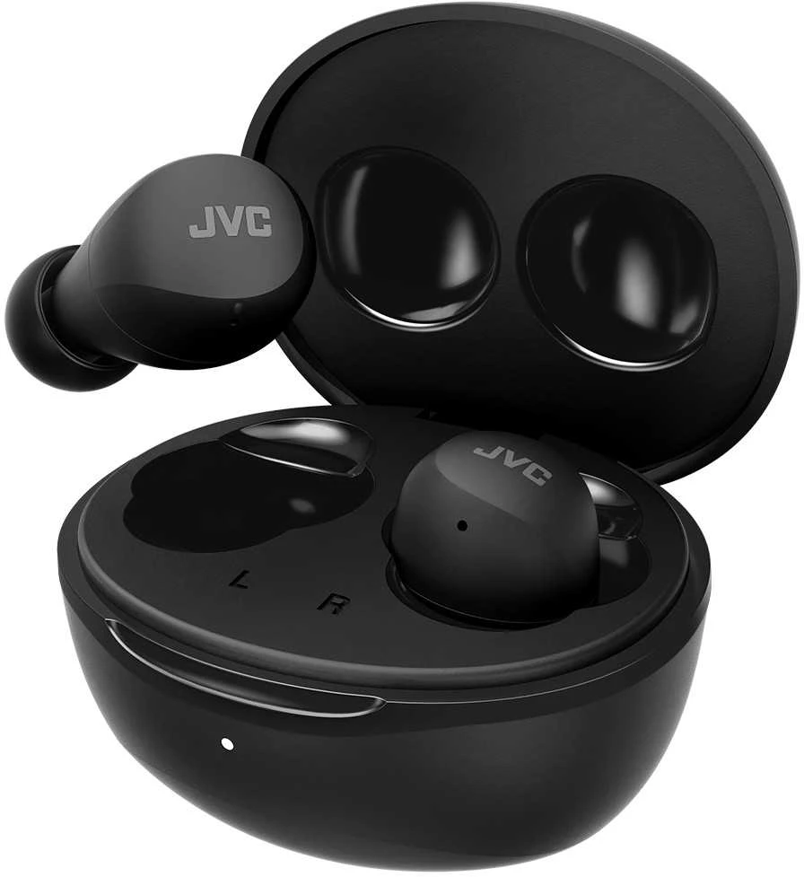 JVC HA-A6T ausinės su atidarytu įkrovimo dėklu