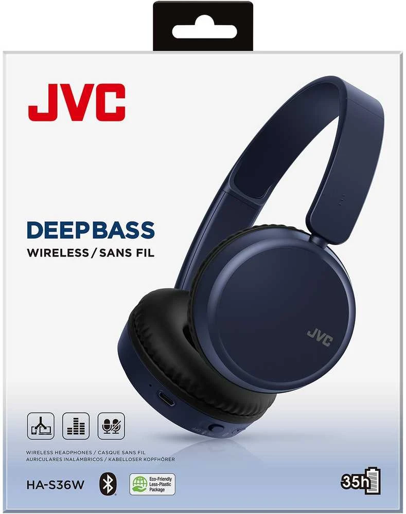 JVC, HA-S36W-AU, mėlynos sp. dinaminės ausinės, mikrofonas