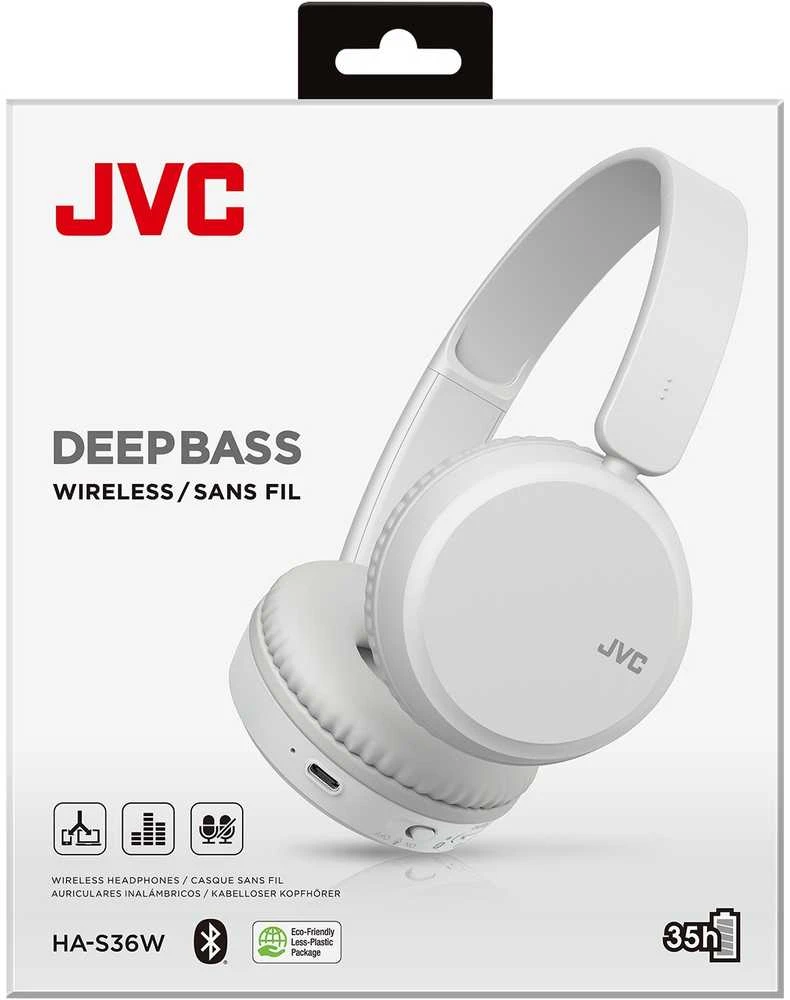 JVC, HA-S36W-WU, baltos sp. dinaminės ausinės, mikrofonas