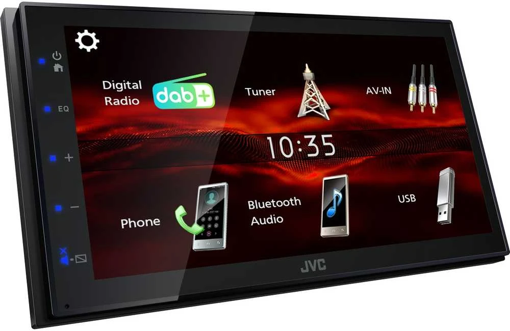 JVC KW-M180DBT su skaitmeniniu jutikliniu ekranu