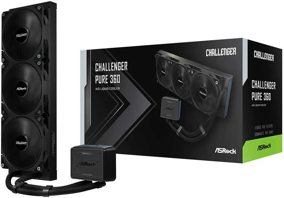 Asrock Challenger Pure 360 aušinimo sistema su pakuote