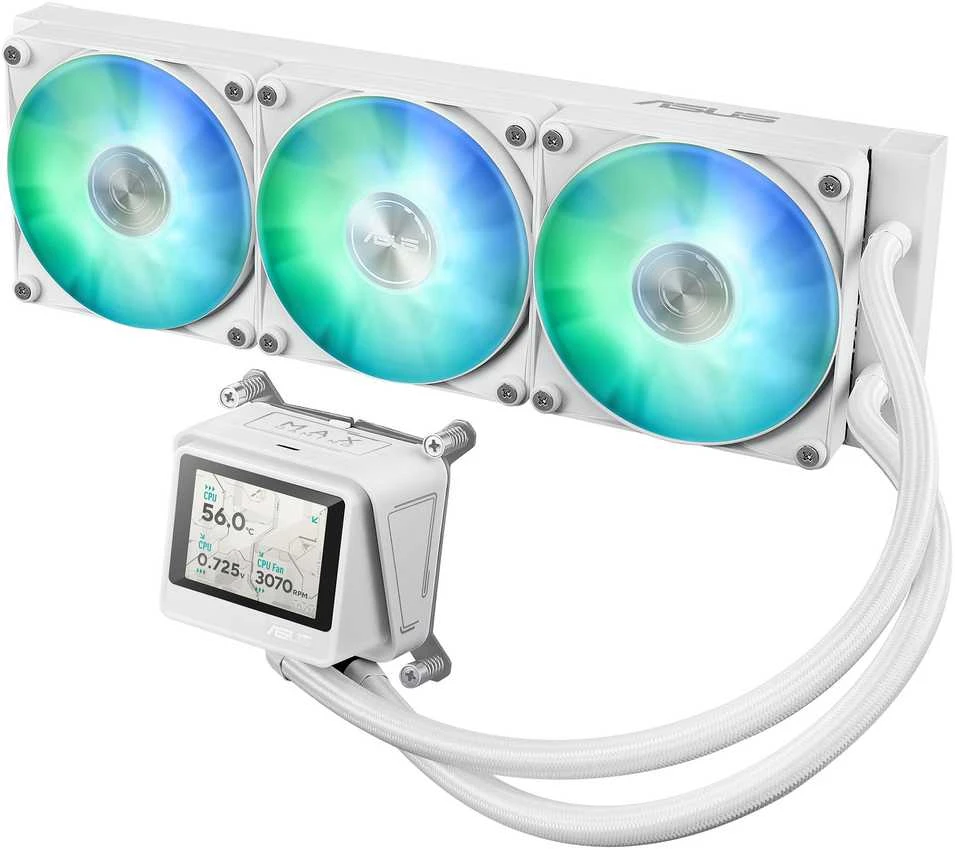 ASUS 360mm baltas skystas aušintuvas su LCD ekranu