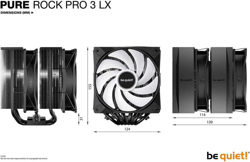 be quiet! Pure Rock Pro 3 LX Juodas Processor Oro vėsintuvas 12 cm 1 pc(s)