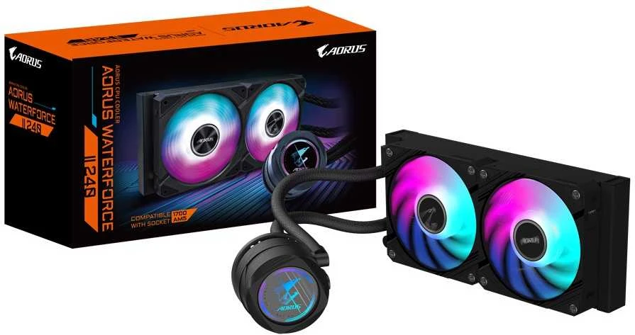 GIGABYTE AORUS WATERFORCE II 240 su RGB ventiliatoriais