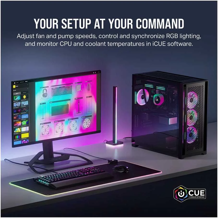 CORSAIR iCUE LINK H100i RGB Baltas AIO 240mm Radiator Sky CPU Cooler